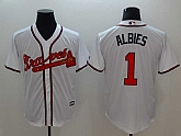 Braves 1 Ozzie Albies White Cool Base Baseball Jerseys,baseball caps,new era cap wholesale,wholesale hats